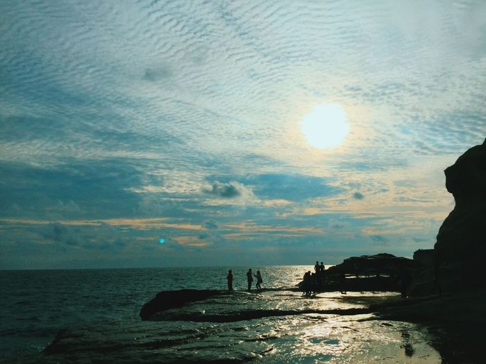 Scenic view of sea at sunset