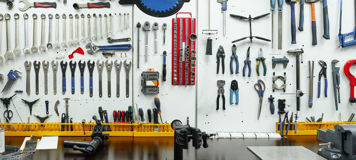 Close-up of work tools