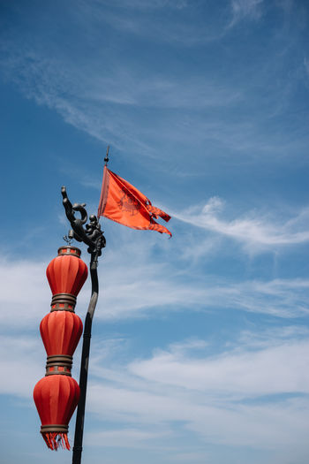 Chinese lantern style lamp post xi'an china.