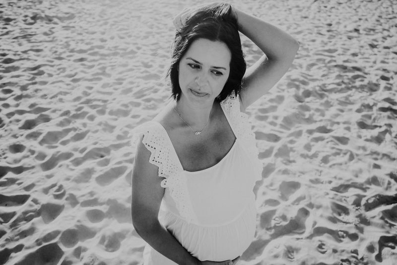 Portrait of a beautiful young woman on beach