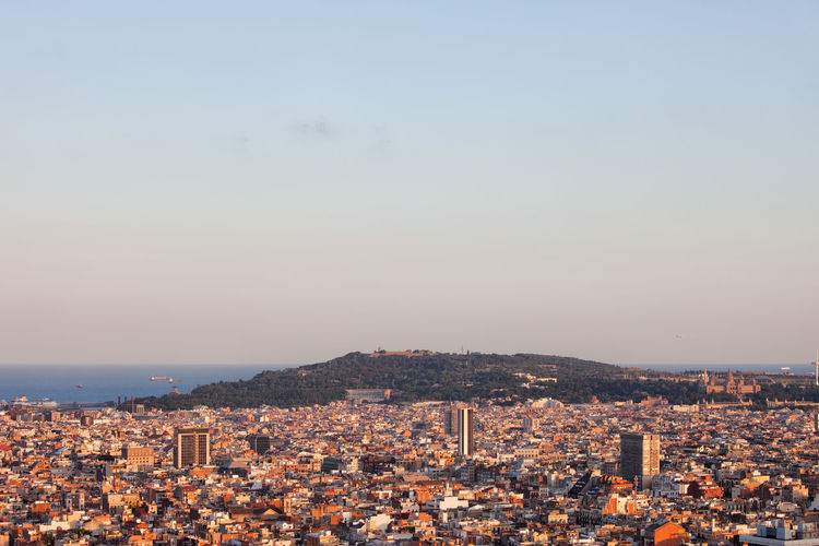 High angle view of cityscape against sky