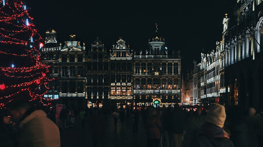 Illuminated city at night