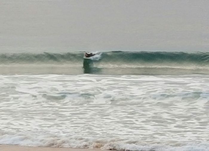 Waves splashing on shore