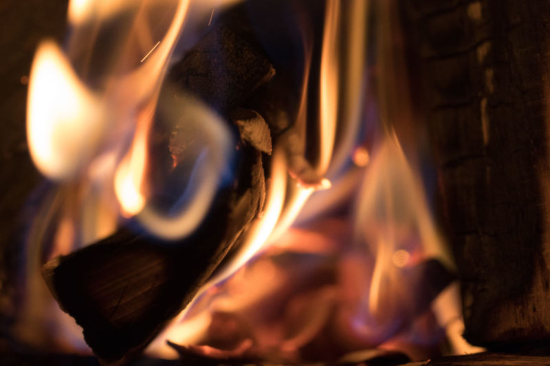 Close-up of fire pit at night