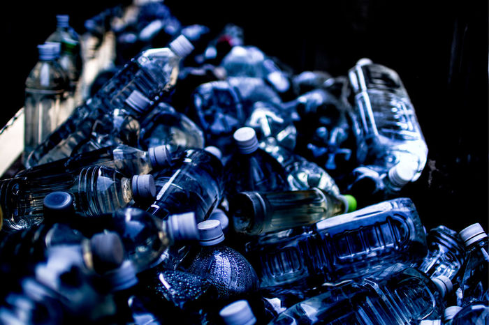 Close-up recycling water bottles