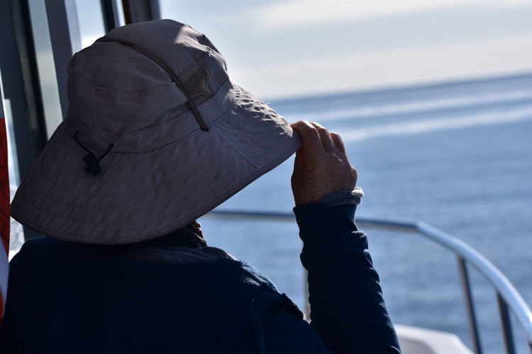 Rear view of man looking at sea