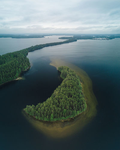 An island above the punkaharju ridge in savonlinna, finland.
