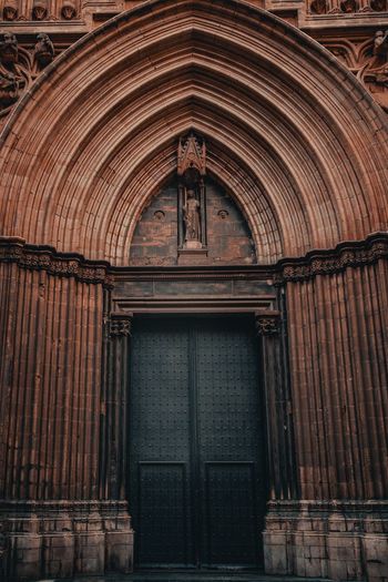 Low angle view of door of building