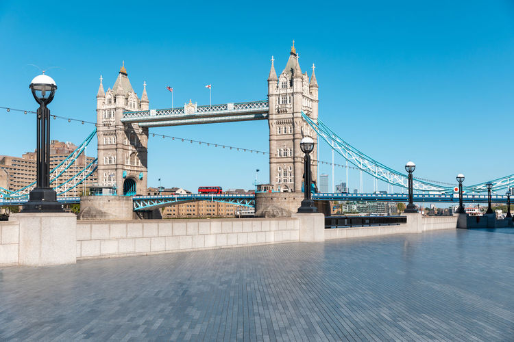 View of bridge against blue sky