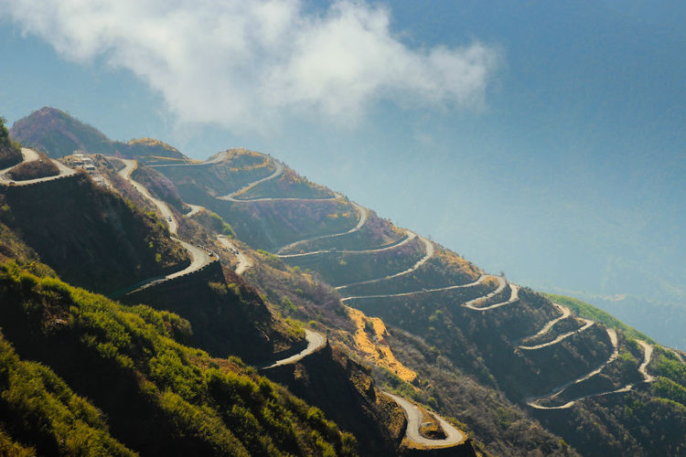 Scenic view of mountains against sky
