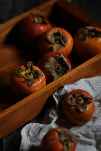 Close-up of bell peppers on table