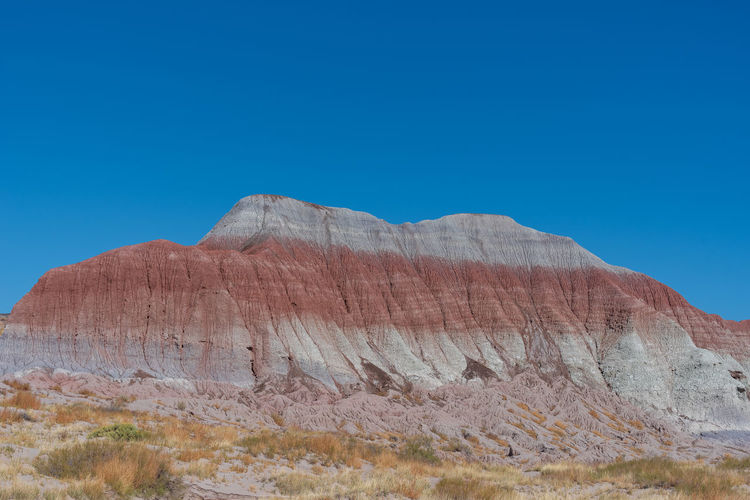 Landscape of banded or painted hills at the teepees in petrified forest national park in arizona