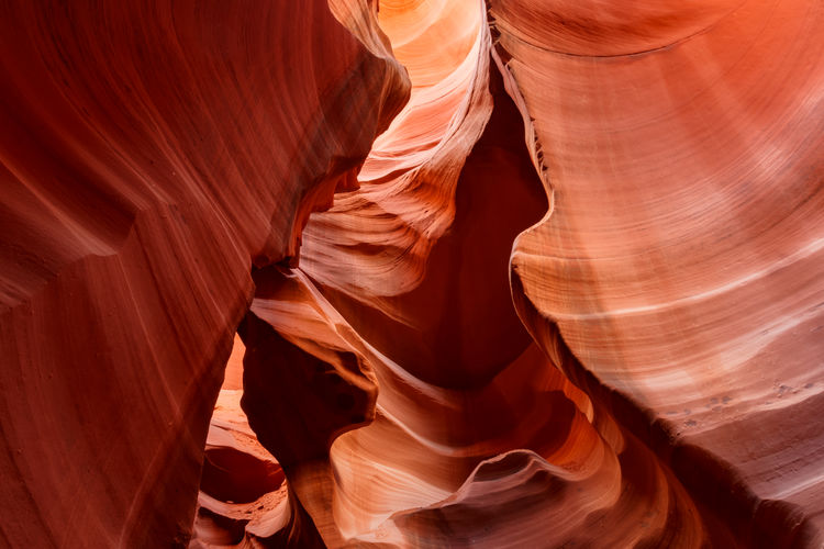Colorful sandstone rock formation inside breathtaking lower antelope canyon near page, arizona