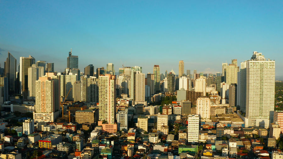 The city of manila, the capital of the philippines. modern metropolis, top view. 