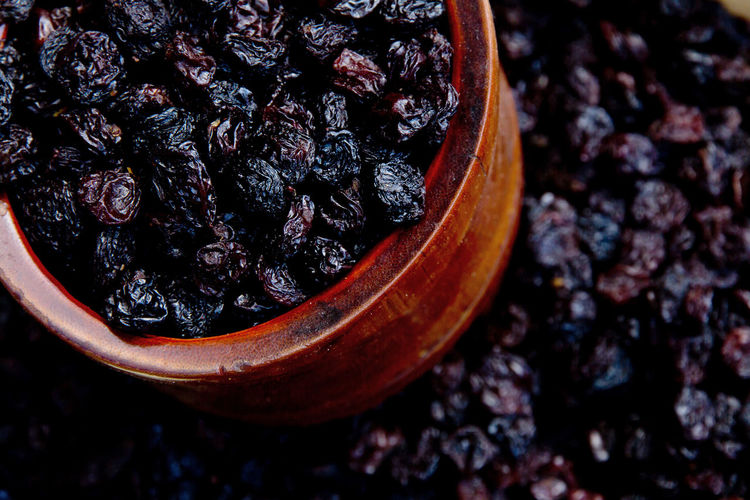 Close-up view of raisins