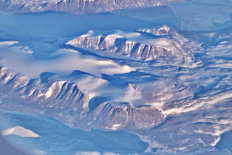 Aerial view of frozen landscape