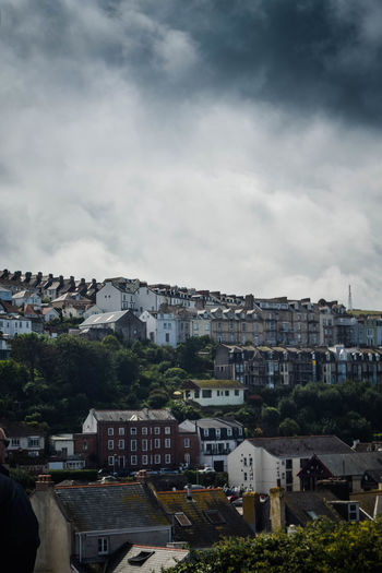 High angle view of townscape against sky