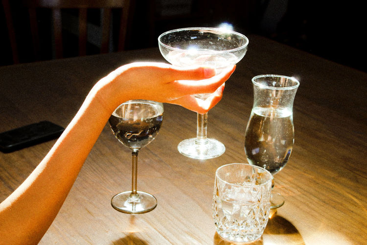 Close-up of wine glass on table