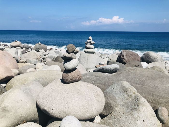 Zen stones at the beach at basco, batanes 