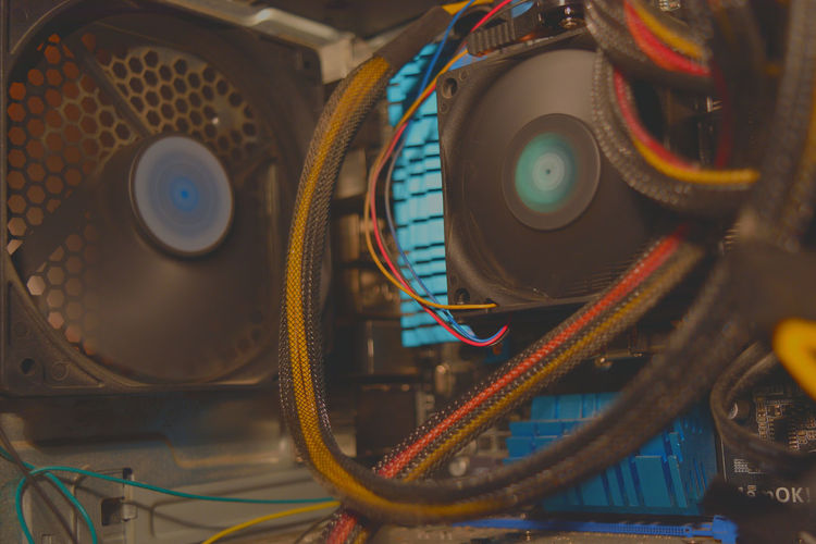 Close-up of cooling fans in computer