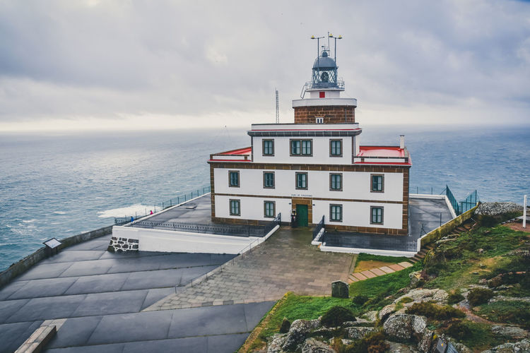View from above finisterre lighthouse, on the route of the camino de santiago. galicia, spain