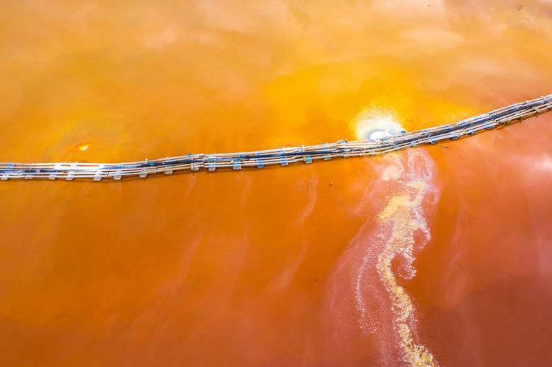high angle view of boat in sea