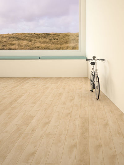Low section of man riding bicycle on floor