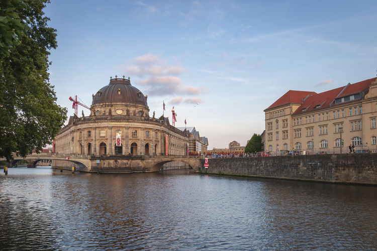 The bode museum located on museum island berlin mitte at sunset against sky 
