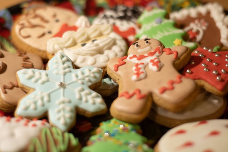 High angle view of cookies