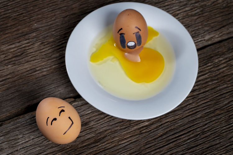 High angle view of breakfast on table