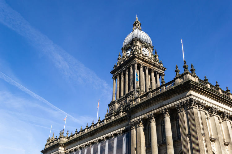 Leeds town hall with blue sky background