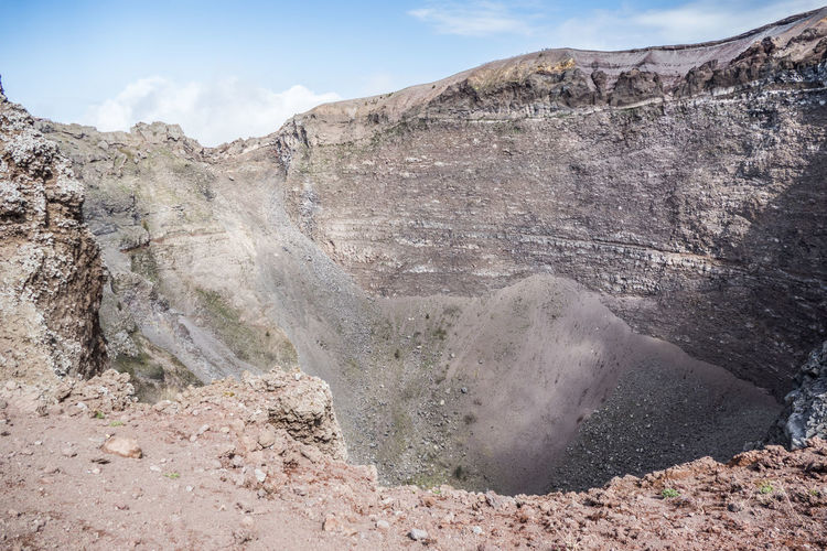 The crater of vesuvio volcano in italy