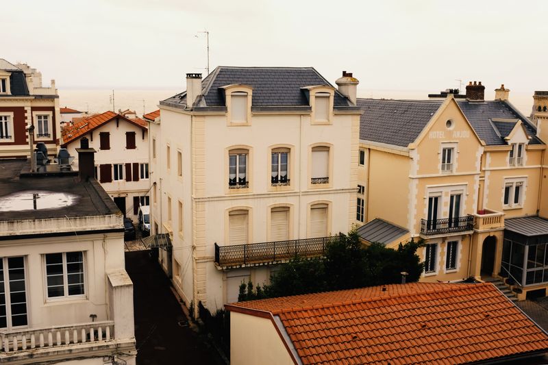 High angle view of residential buildings at biarritz, france