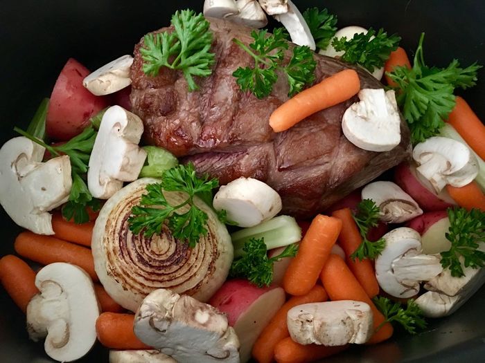 Close-up of chopped mushrooms