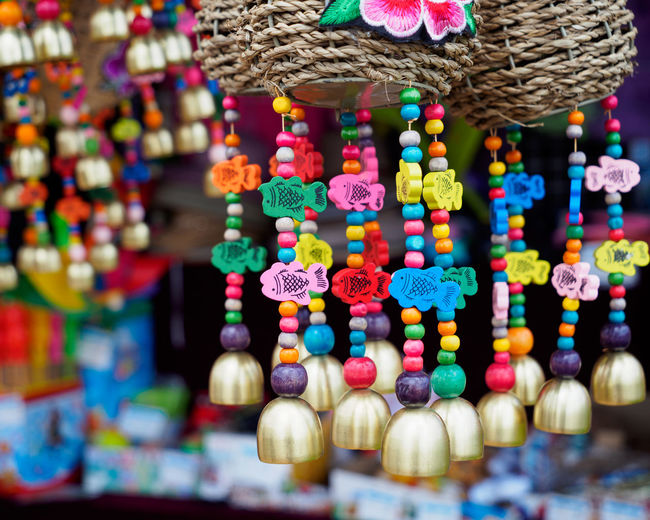 Close-up of multi colored displayed for sale at market stall