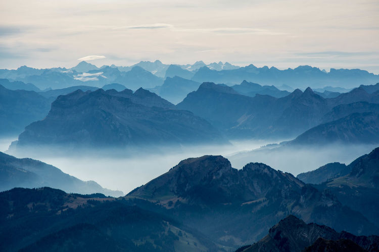 Scenic view of mountains against sky