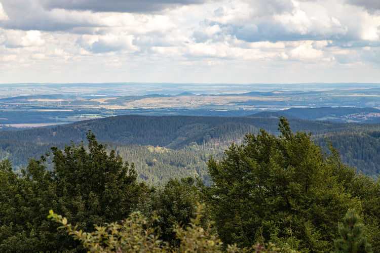 Scenic view from the mountain big inselsberg near the rennsteig in thuringia