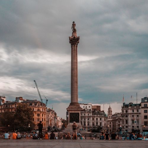 London's trafalgar square against cloudy sky