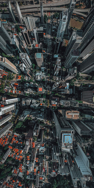 Aerial view of buildings in city