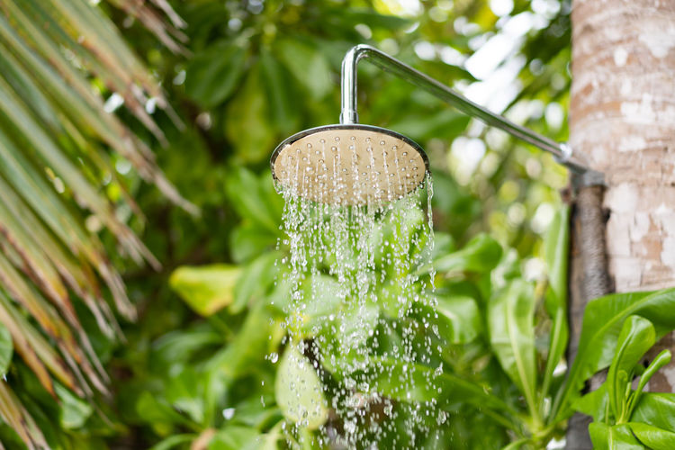 Low angle view of shower head outdoors