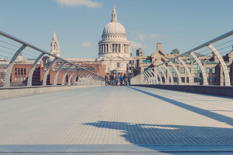 London millennium footbridge leading towards st paul cathedral in city