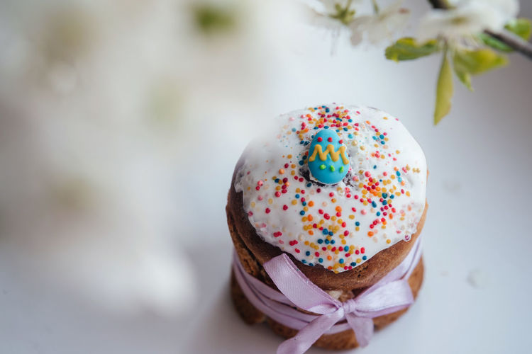 Easter cake decorated with sugar sprinkles