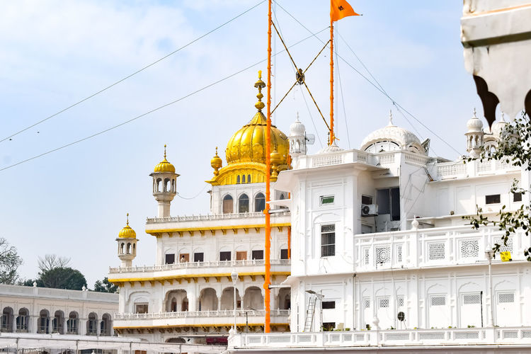 View of details of architecture inside golden temple - harmandir sahib in amritsar, punjab, india