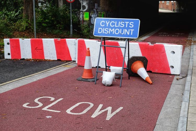 Text on road sign