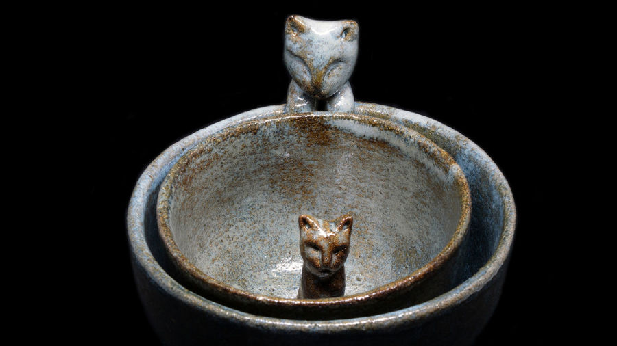 Studio shot of two ceramic vessels