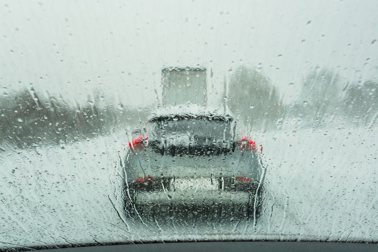 Water drops on car windshield
