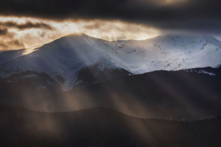 Mountain landscapes in the cold winter season from carpathians, romania.