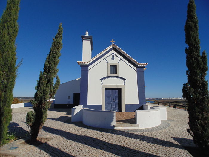 Exterior of building against clear blue sky