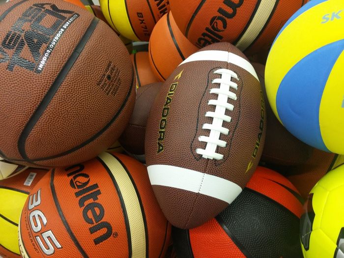 Close-up of various balls