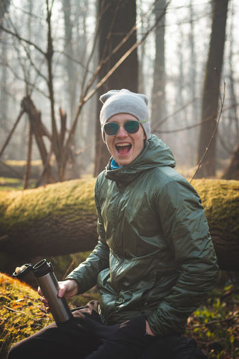 Real people discovering the biodiversity of czech forests. a real smile.